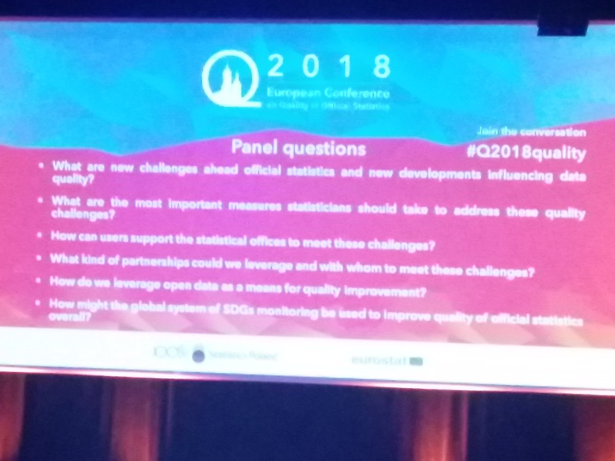 MirelaKadich's tweet photo. Some very interesting points made in the discussion on managing expectations within the potential trade-off in new (experimental) #statistics vs #quality #genovefaruzic #inekestoop #dominikrozkrut #marekrojicek #EduarfoBarredoCapelo #plenarysession #Q2018quality @Q2018Conference https://t.co/4CJJQHARvA
