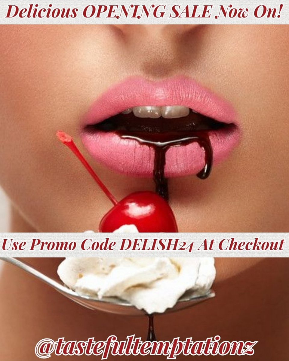 TstyTemptationz's tweet photo. Delicious OPENING SALE Now On!! Use promo code DELISH24 at checkout 🛒 HURRY! Sale Running for a LIMITED TIME ONLY! ⏰ https://t.co/BC0kXTPQEE

#newstore #sale #openingsale #sextoys #adultstore #adulttoystore #sextoys #sextoyshop #sextoyshoponline https://t.co/kOhiORNU30