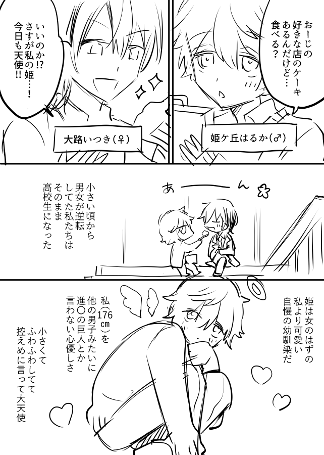 ボツになったのでネームを供養するシリーズ「姫♂と王子♀」
二話目も作っていたので、置いていきます 