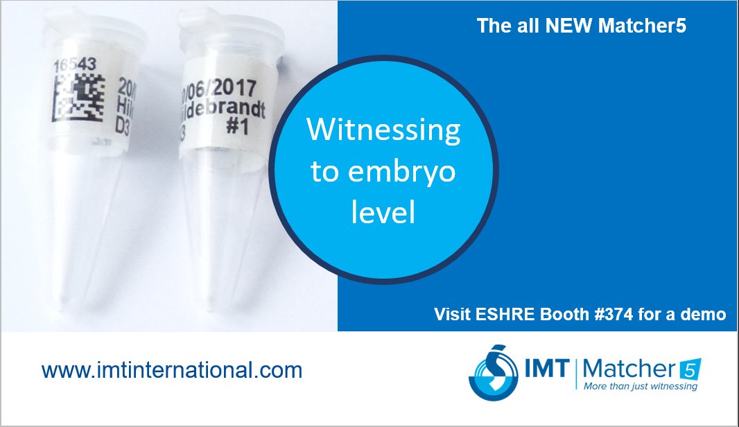 IMT_Matcher's tweet photo. Did you know... you can witness and track down to embryo level with Matcher5.  Visit us at #ESHRE2018 booth 374 for a full demo of the witnessing, labelling, scheduling &amp; traceability functionality. #embryologists #matcher5 #electronicwitnessing #ivf #ivfsoftware https://t.co/qfsp0htaNI