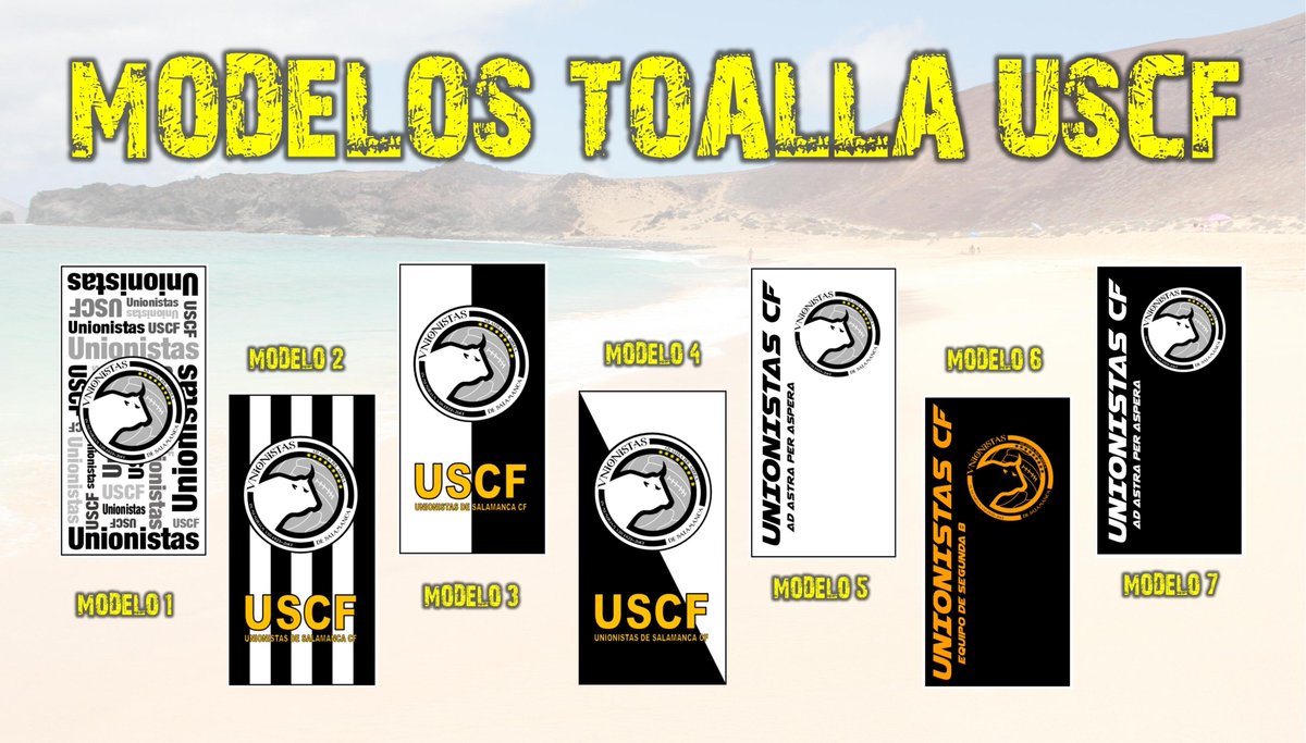FPUnionistas's tweet photo. Tras el ascenso a Segunda B toda la afición de @UnionistasCF se merece un descanso. Si este verano vas a la playa o la piscina no olvides tu toalla unionista.

Nuestras peñas están preparando un pedido y estos son los modelos disponibles, si estás interesado envíanos un MD (hoy). https://t.co/slfndMLZgT