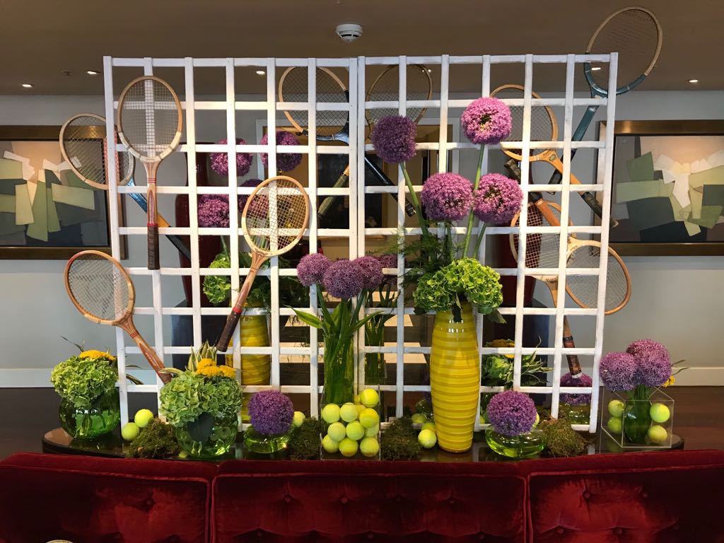 InWater_Flowers's tweet photo. Getting ready for #Wimbledon @SofitelLondonSJ with some #vintage rackets and vibrant flowers 
#tennis #wimbledonweek #flowerart #flowerinstallation #londonflorist #luxuryflowers #hotelflowers https://t.co/xUwT80gNot