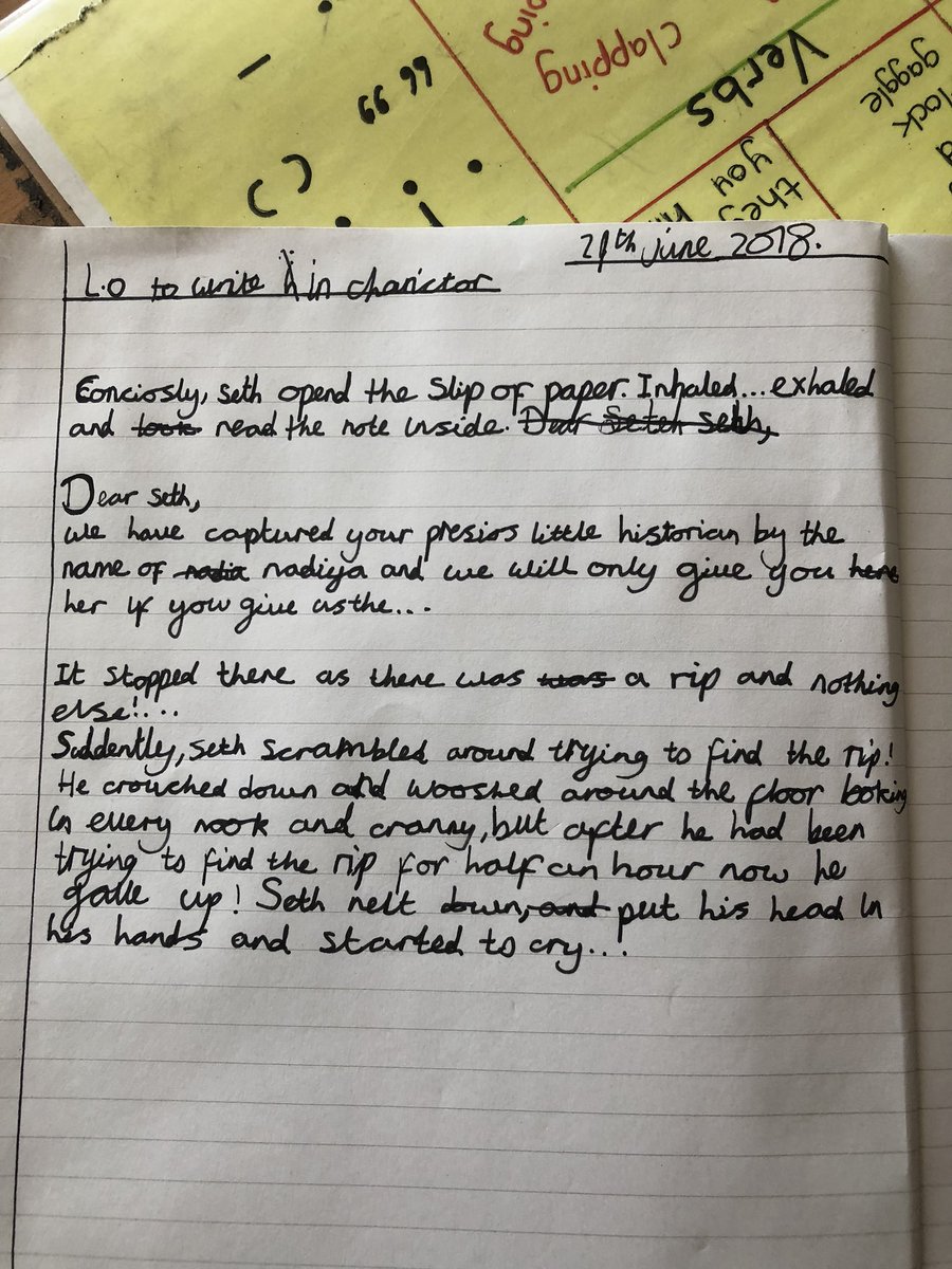 MissJNeal1's tweet photo. @tompalmerauthor We couldn’t wait until Monday to read the next chapter so we wrote our own! One of my children told me: “If he wants to borrow my idea he can, I don’t mind!” 📚📝 #WorldCupReading #TomPalmer https://t.co/zoIaAlqH2S