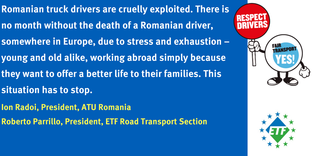 🇷🇴🚛✊ We want a fair #MobilityPackage for ALL road transport workers. A reform of EU rules cannot be built on social dumping and wage discrimination. Our Romanian affiliate ATU has been pushing MEPs to vote for #FairTransport on 4 July!

Read more: etf-europe.org/etf-news-onlin…