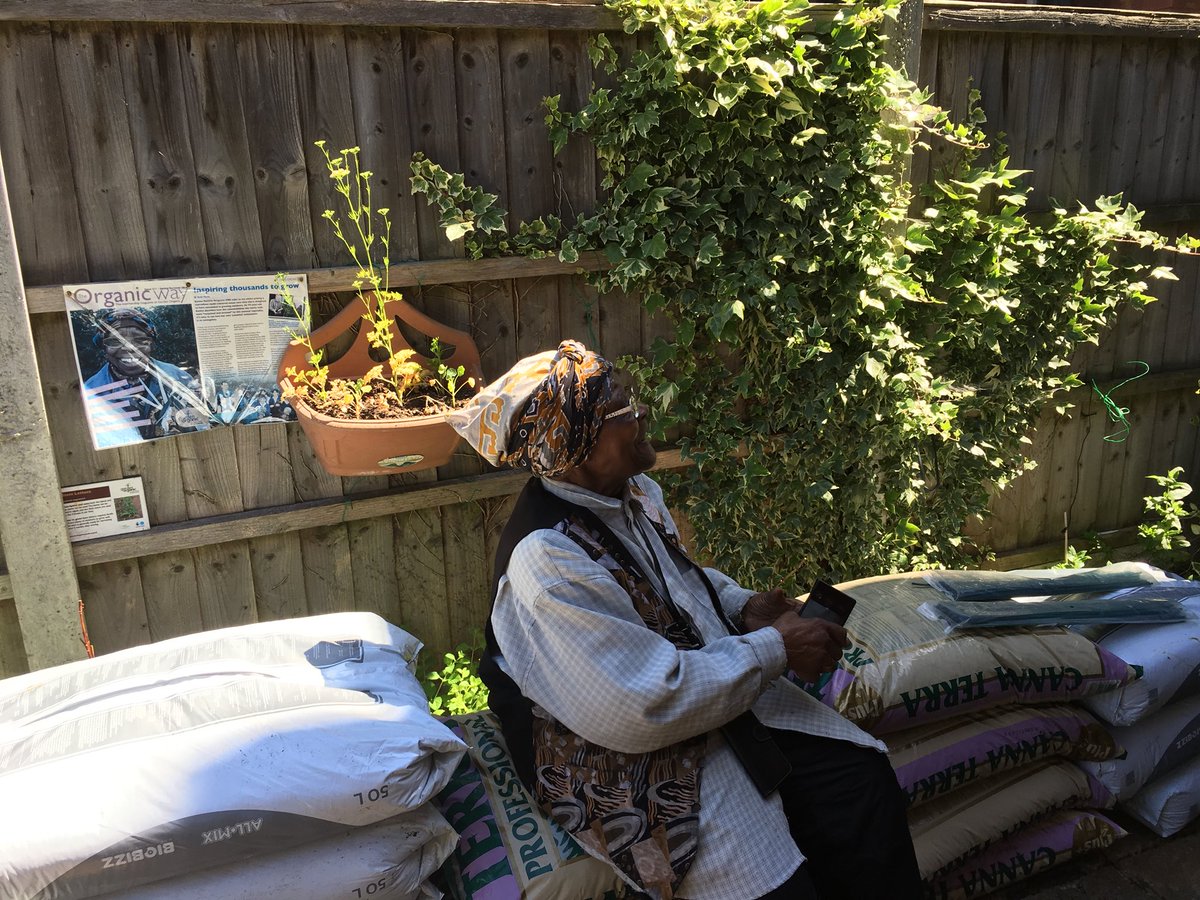 Meet Mrs Eunice McGhie-Belgrave MBE. Her community work is just amazing. She spends her pension money to give children the opportunity to learn gardening skills. So we have donated several months pensions worth of seized soil and pots #ShadesOfBlack #Windrush70