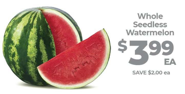 Nothing says summer like watermelon. Pick up a whole, seedless watermelon on sale now at North Market for $3.99 each.