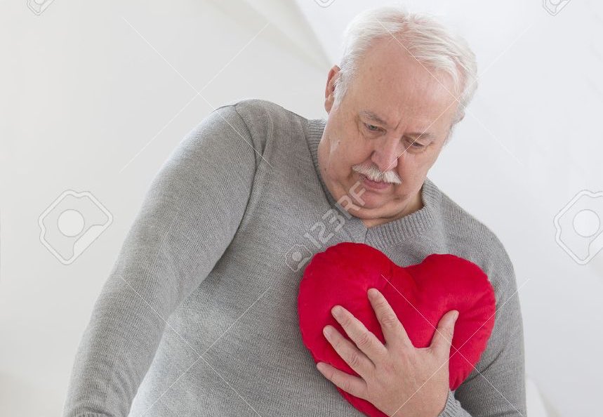 Old Man Heart Attack Stock Photo