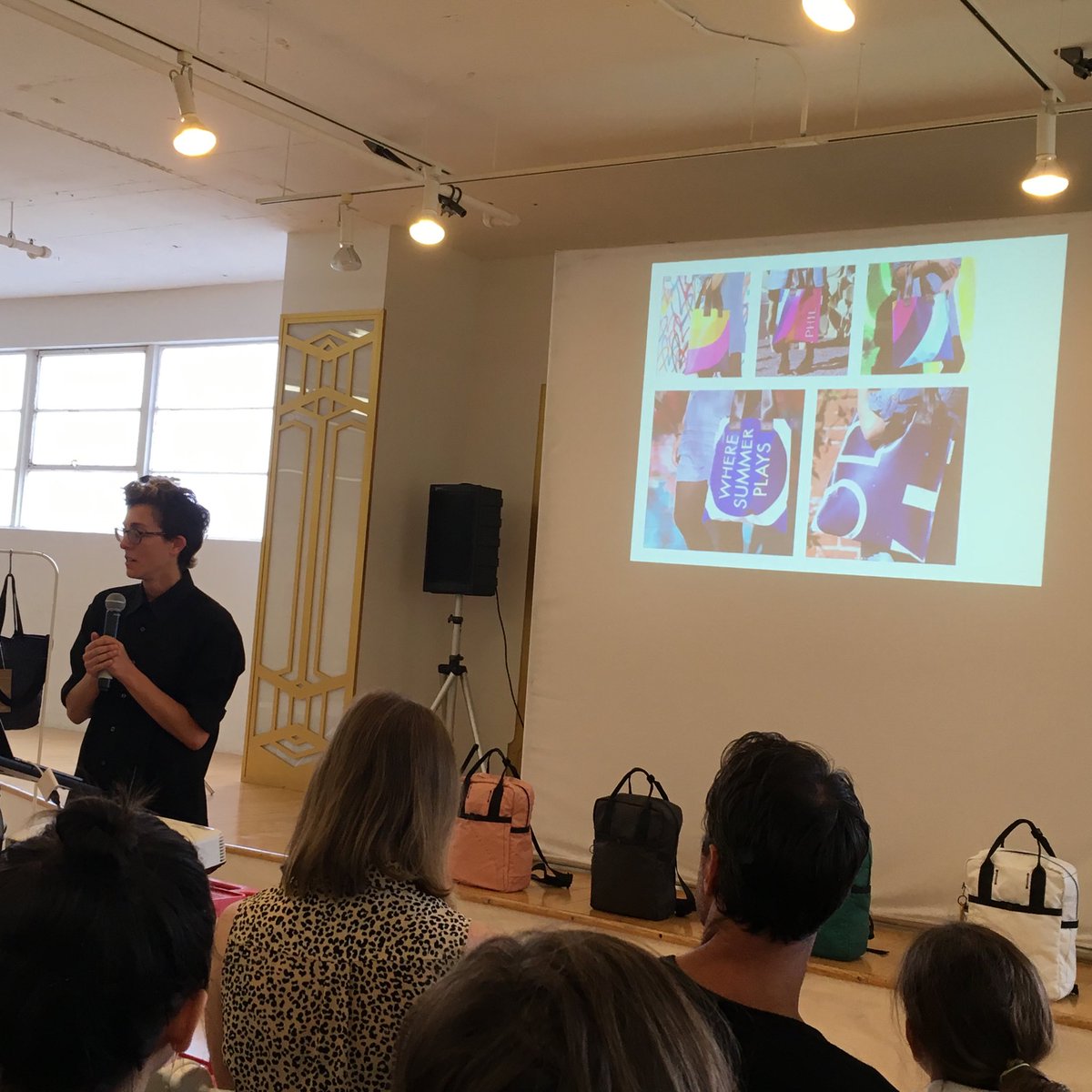 NameGirl's tweet image. So local: Rewilder walks to meetings at Hollywood Bowl. Turn signage into totes. #creativemornings #LosAngeles #makercity #sustainability #walk