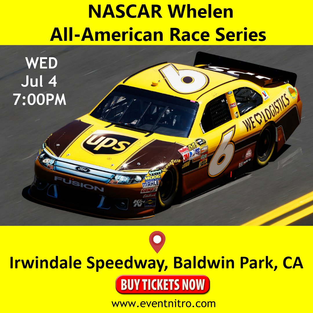 EventNitro's tweet photo. NASCAR Whelen All-American Race Series
_______
Check Out other upcoming events: 
🌐 https://t.co/w2z4K3GQ3e
Or contact us for more details:
📞 (866) 459 9233

#EventNitro #NASCAR #WhelenAllAmericanRaceSeries #IrwindaleSpeedway #BaldwinPark #CA #Ticketshome https://t.co/HB4YhIfL4f