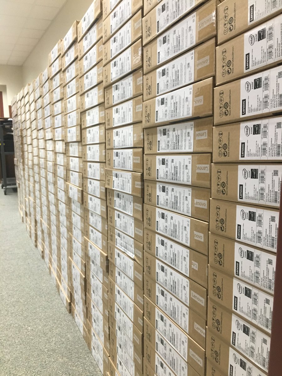 It's Chromebook season at the Tech Dept.  The first shipment of 600 have arrived!