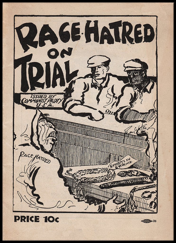 “Race Hatred on Trial”In 1931, after party member August Yokinen was alleged to have made racist remarks to several black party members, the Communist Party U.S.A. held a party trial, attended by more than 2,000 people, to investigate and take action against this.