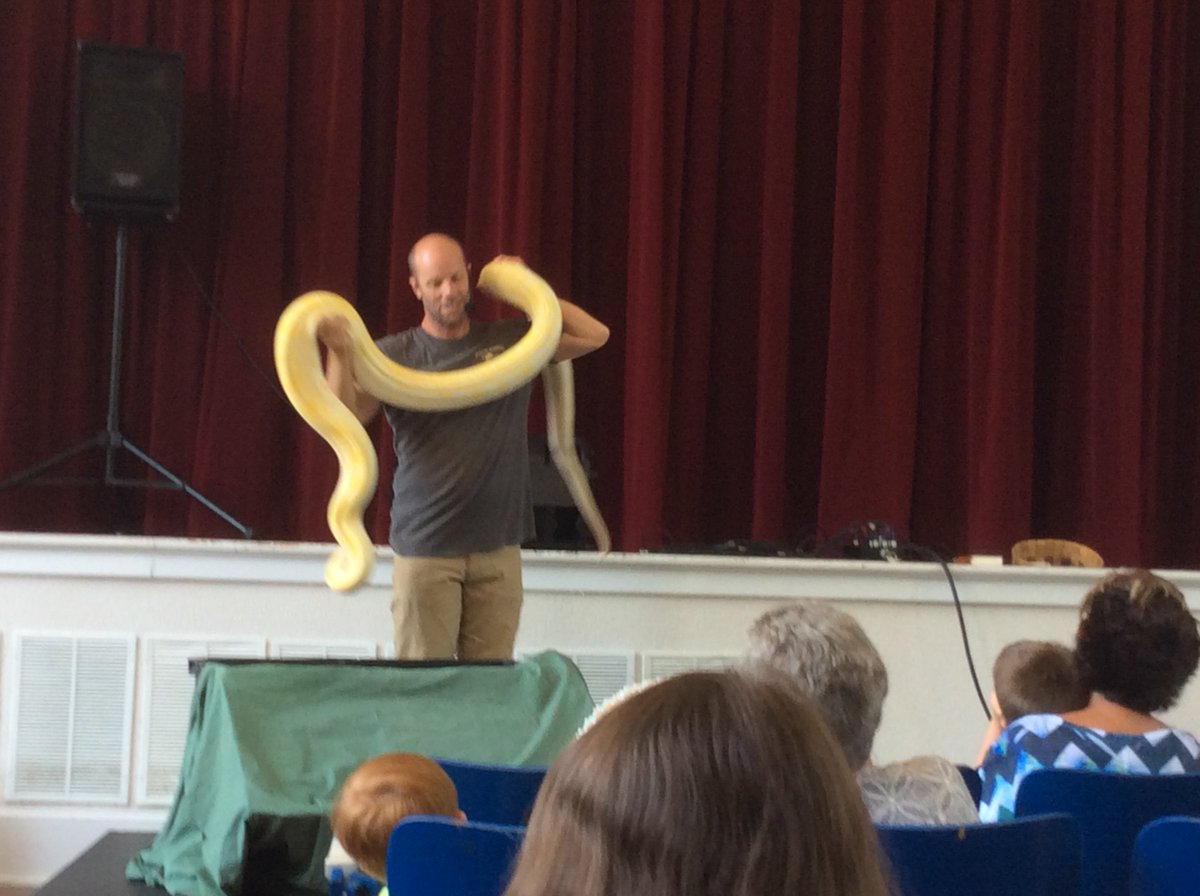 mcpl1965's tweet photo. Nope...not at all fond of the albino burmese python...not really a fan of snakes anyway... #SummerReading #montgomerycountypubliclibraries #montgomerycountync #sandhillregionallibrary #publiclibrariesrock #publiclibrariesareawesome https://t.co/QsSFw9lhHo