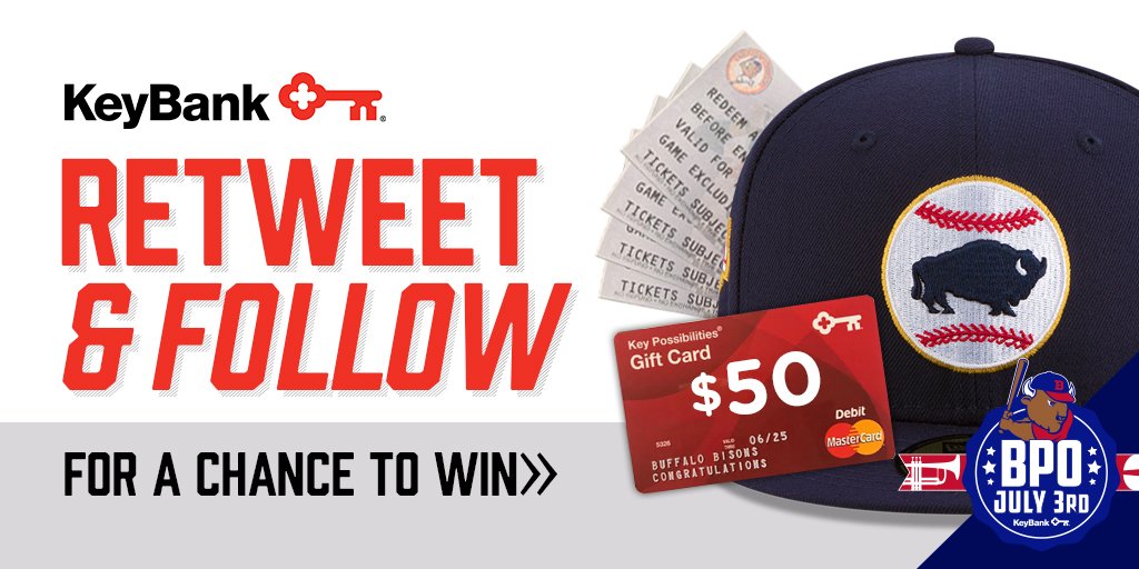 You Re Following Both Keybank Buffalobisons For A Chance To Win 4 Tickets The July 3rd Game Caps And Key Possibilities Gift Card Worth