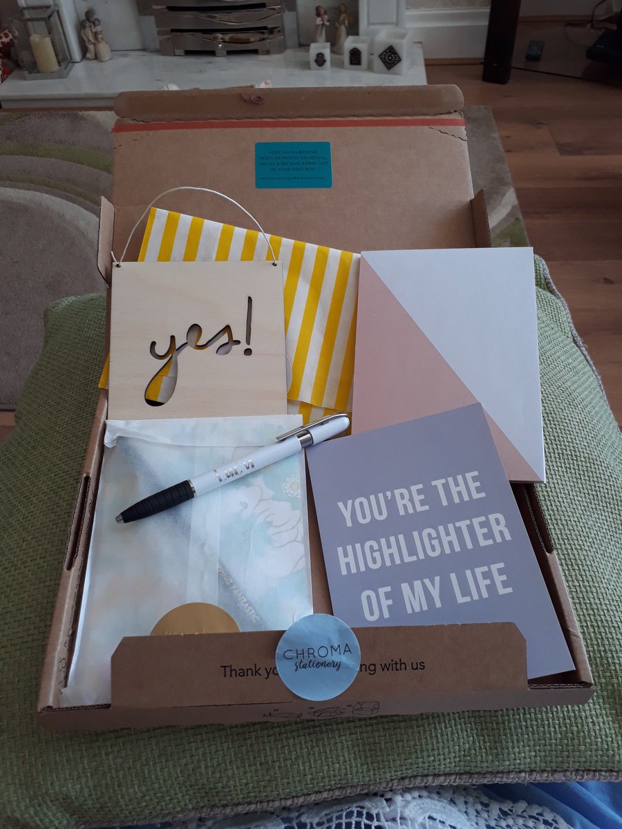 _Lucy_Atkinson_'s tweet photo. Just received the latest #scribebox from the lovely @chromastatnry and it's jam-packed with gorgeous products again. A personalised piece from Chroma and also products from other stationery businesses too 😍 @oh_squirrel #cottonclara https://t.co/sI9C8hill6