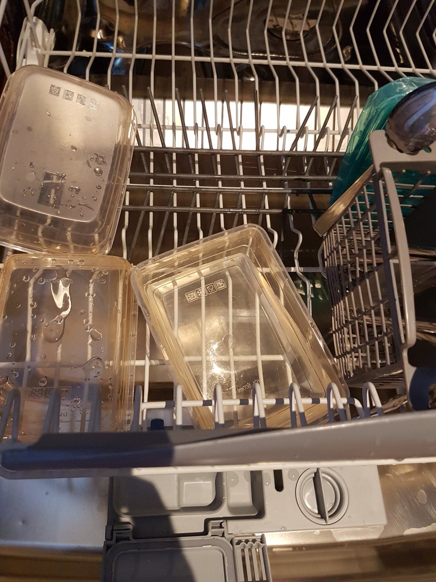 repoman7166's tweet photo. @IAmChrisRamsey got up to this earlier! Plastic containers in dishwasher full of water next to cutlery! #wrongshelf #doesmyheadin https://t.co/gVrAv1Qbdp