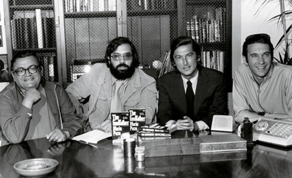 Happy 88th birthday to producer Robert Evans, seen here with Mario Puzo, Francis Ford Coppola and Albert S. Ruddy. 