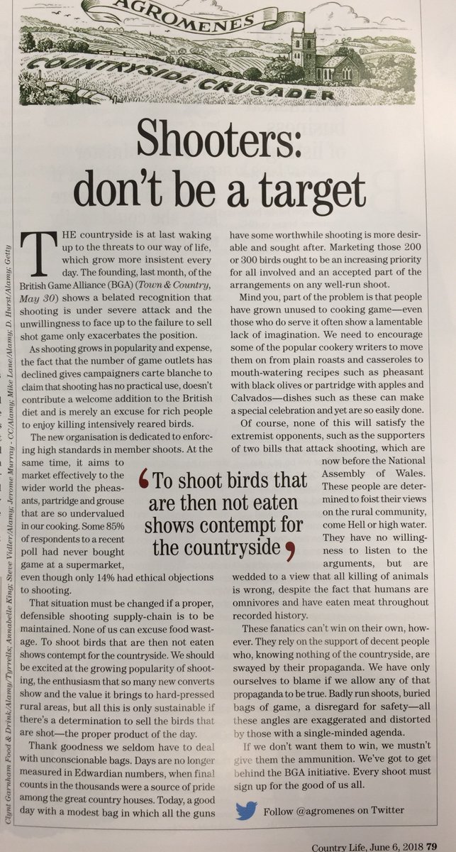 'We've got to get behind the BGA initiative. Every shoot must sign up for the good of us all.' - via @Countrylifemag #ForTheLoveofGame #JoinNow #ProtectOurSport #ReferYourShoot #BGA