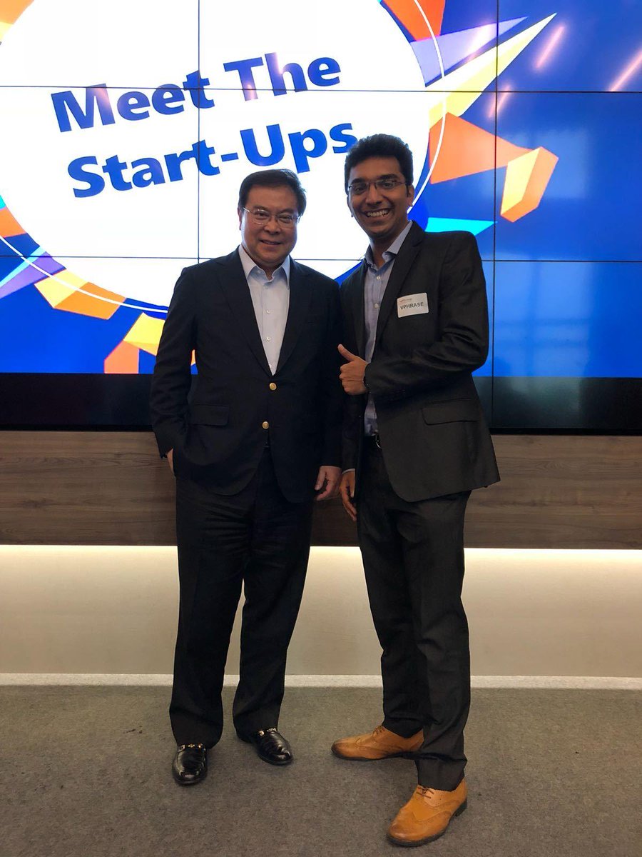 vphrase's tweet image. Kevin Shah from @vphrase with the CEO of OCBC Bank, Singapore. vPhrase is working with the enterprise banking team of OCBC helping them automate lending proposals.