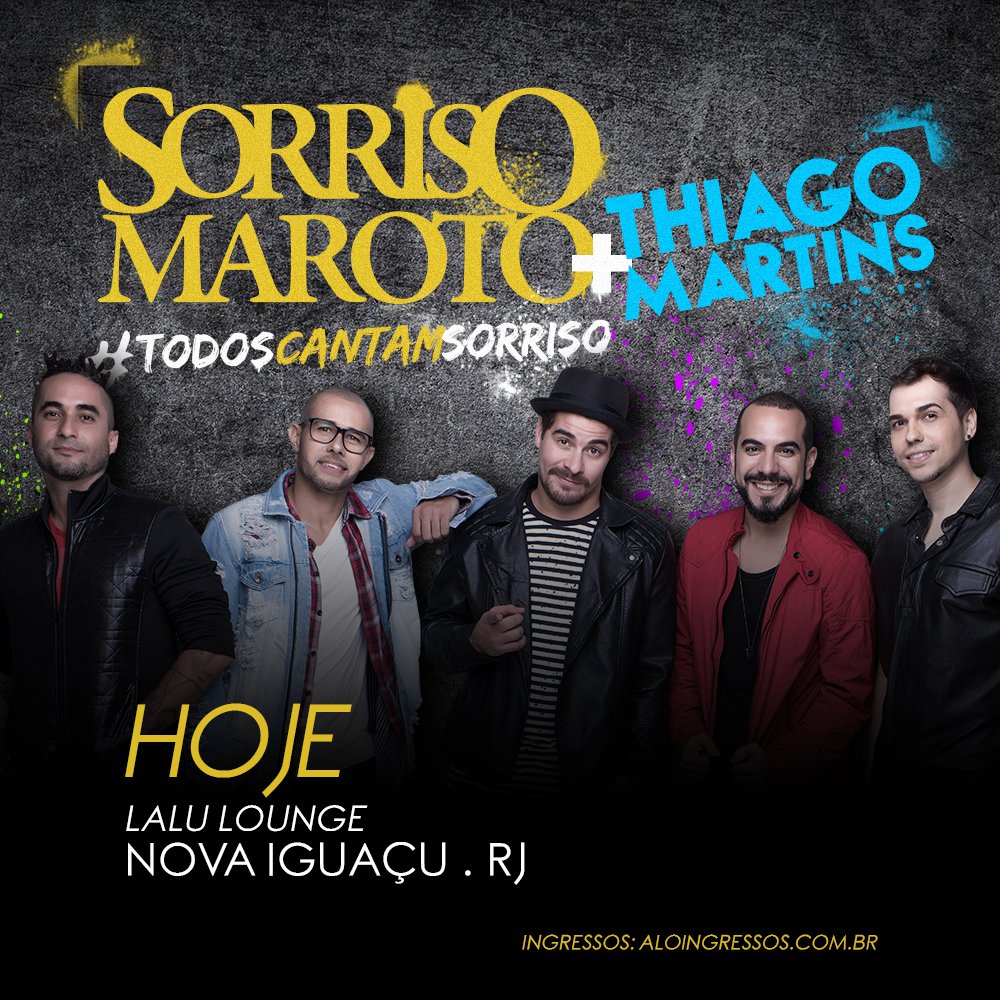 sorrisomaroto's tweet photo. Sextou, genteeee! E logo mais a gente espera a galera de Nova Iguaçu pra balançar na #LaluLounge @laluloungeoficial! Partiu? 😃 #TodosCantamSorriso https://t.co/kgaaWZ9Cpu