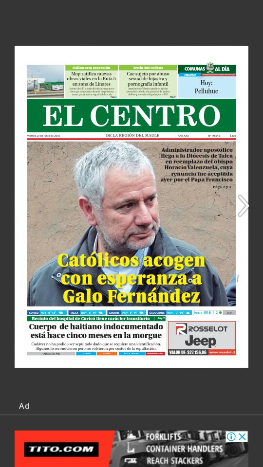TVCentroTalca's tweet photo. ¡Buenos días!
Ya se encuentra disponible la edición de hoy viernes 29 de junio de diario El Centro.
Revisa también tus noticias en https://t.co/AUsePnIrB8 https://t.co/j3jHVTct0v