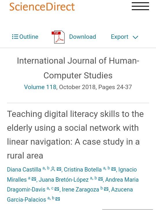 DianaLabpsitec's tweet photo. #ehealth or #onlineinterventions with elderly users? They need to learn digital skills before for a succeful online treatment. https://t.co/iRPJeeh7s3 https://t.co/Jv6AOcNema