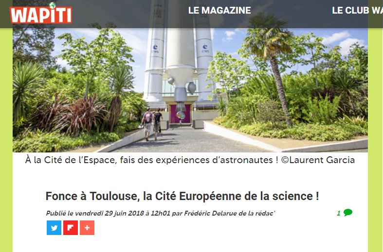 CamilleRoss31's tweet photo. 🎊Il faut foncer à #Toulouse la Cité Européenne de la Science pr le festival #ScienceintheCity ... ce n'est pas moi qui le dit...c'est @Wapiti_Actu ! Merci! 
▶️A lire ici : https://t.co/TPWLY5D6uy
#ESOF2018 #toulousescience2018 ! https://t.co/r15xtIfSUp
