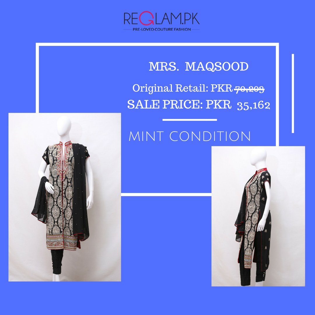 reglamofficial's tweet photo. This is an Ensemble by Mrs. Maqsood, available in mint condition at 50% off the Retail Price. 

#ReGlamIt #Preloved #FashionPakistan #Designerwear
https://t.co/oXI2Kc4Nub https://t.co/H7gy198KGf