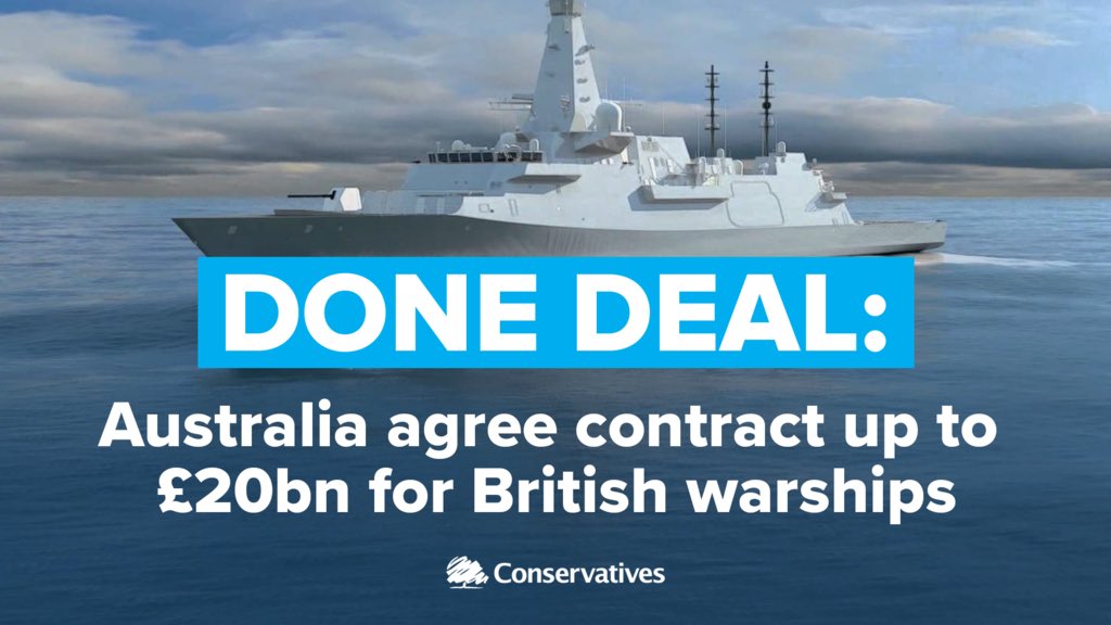 theresa_may's tweet image. This deal is an enormous boost for the UK economy. I have always been clear that as we leave the EU we have an opportunity to build on our close relationships with allies like Australia. This is a perfect illustration that the Government is doing exactly that.