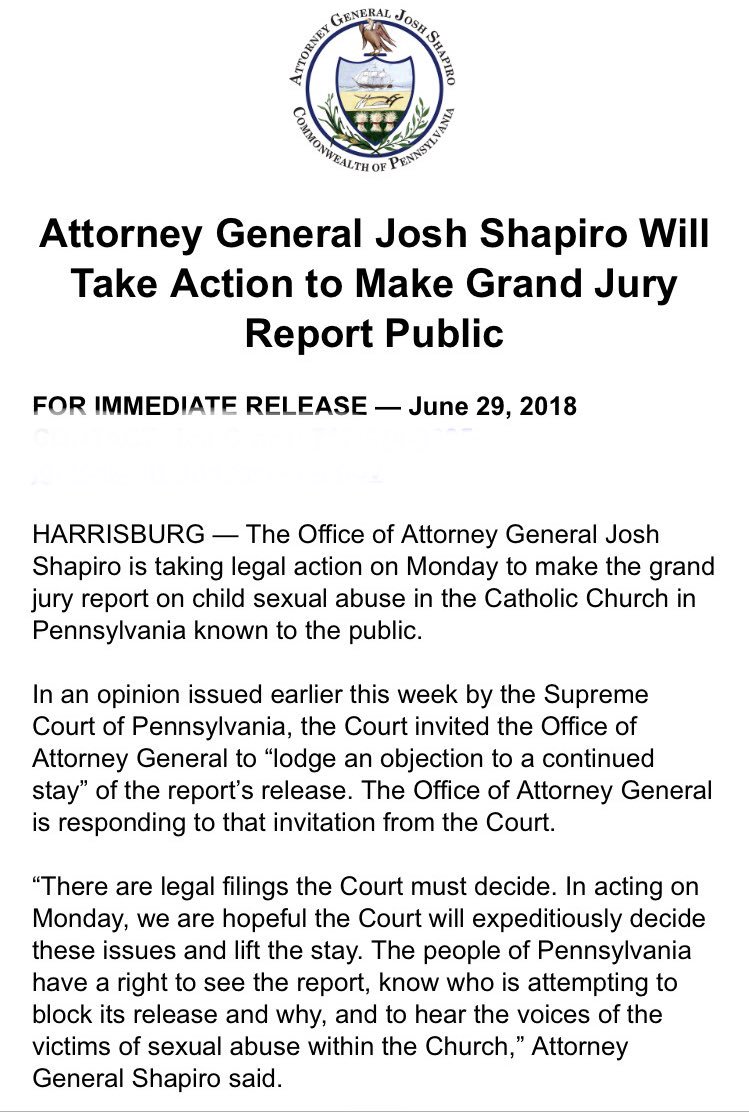 JoeHoldenCBS3's tweet image. BREAKING: @PAAttorneyGen will file court action on Monday to force @PASupremeCt to release damning Grand Jury report on statewide priest sex abuse and official coverup. Sources say two dozen or more petitioned the high court to keep it secret. @CBSPhilly