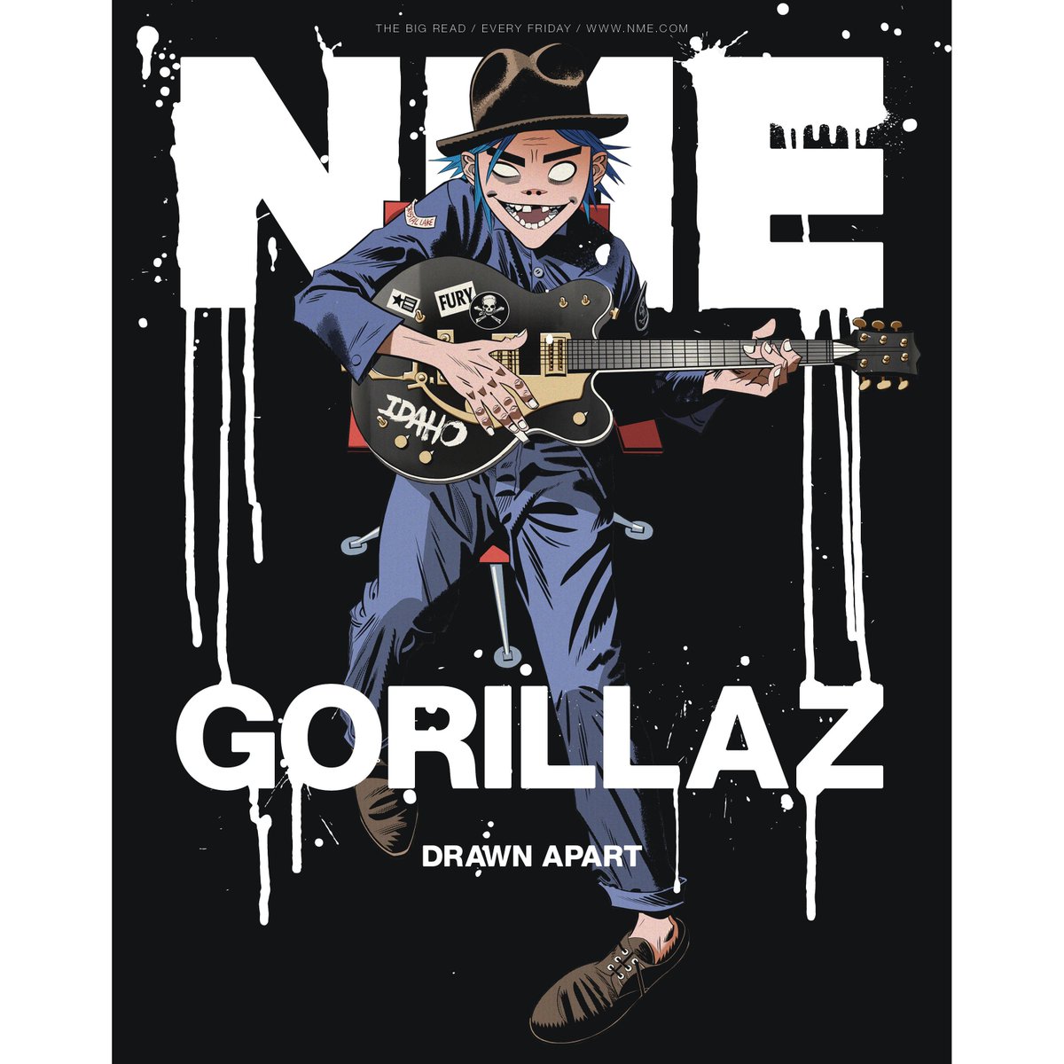 NME's tweet image. It's BIG READ time, and on the day they put out excellent new album 'The Now Now', @gorillaz legend 2D popped into the NME dungeon to chat music, Murdoc and murder fal.cn/y1Zx