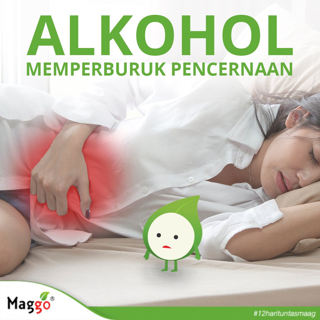 MaggoID's tweet image. Mengapa alkohol dapat memperburuk pencernaan? Hal tersebut dikarenakan sifatnya yang dapat memicu refluksi asam lambung dan inflamasi. Oleh karenanya, yuk stop minum alkohol! ;)
#Maggo #12HariTuntasMaag
.
.
.
#Alkohol #EfekAlhkohol #Maag #AsamLambung #Lifestyle