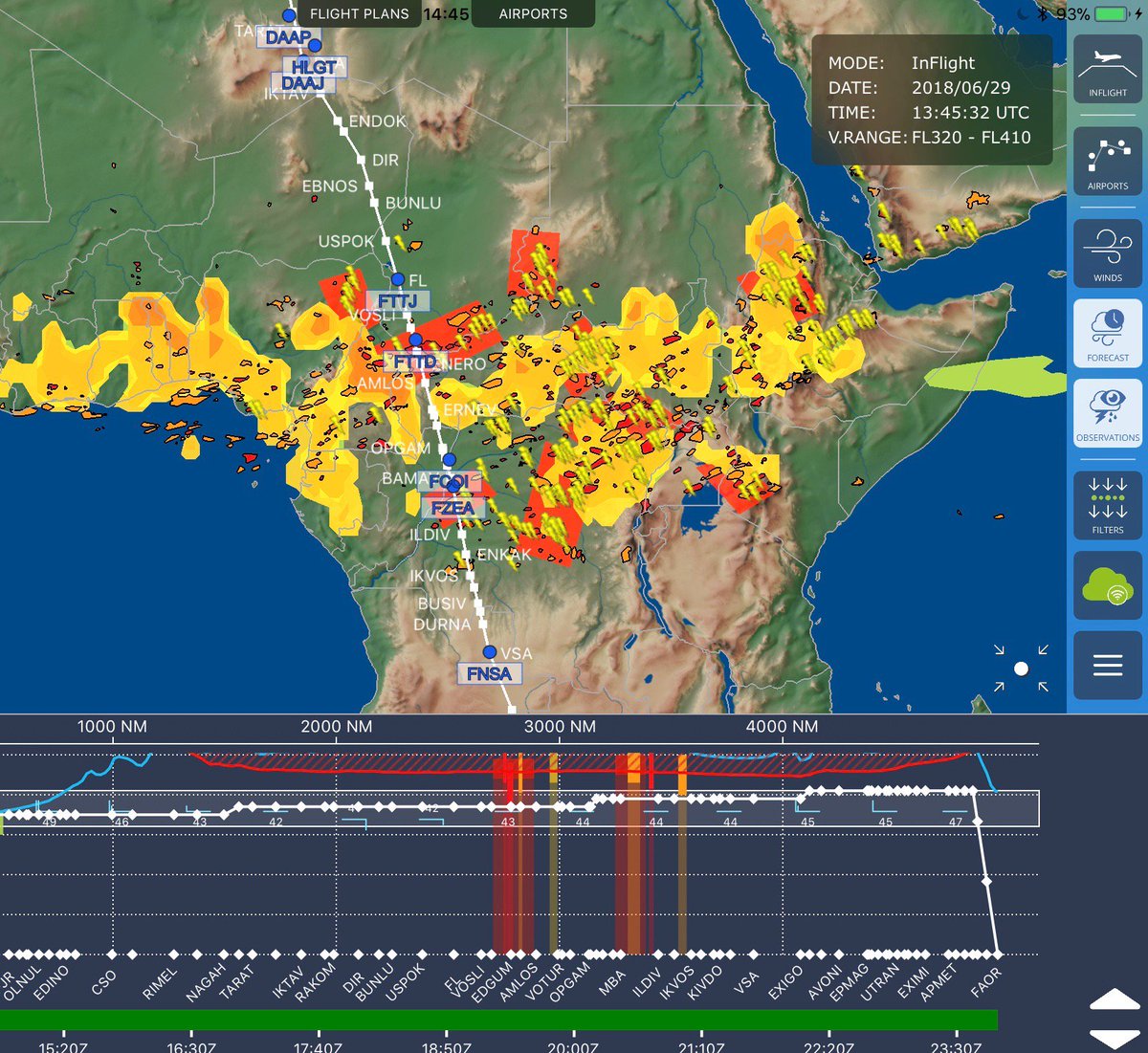 Tommylism's tweet image. A fair bit of activity over Equatorial Africa for our #BA57 tonight. Will keep us busy. Via excellent @eWASsolution