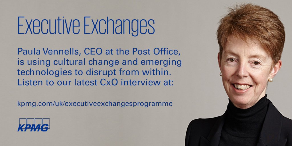 Witton_Karen's tweet image. Don’t miss the latest #KPMGExecutiveExchanges CxO interview with #CEO @PaulaVennells1, as she discusses the challenges of
driving change @PostOffice: View online: bit.ly/2ySpMkj