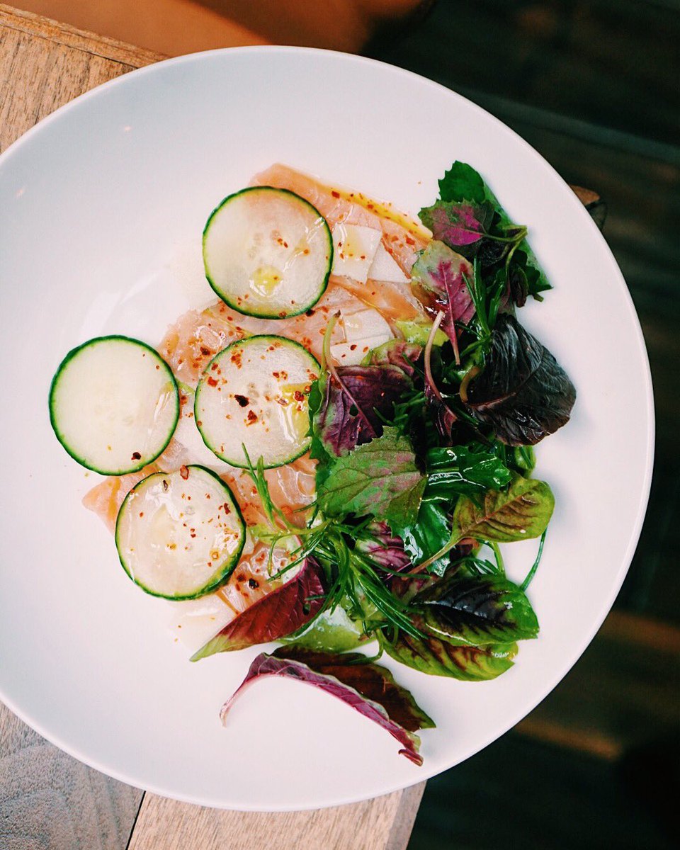 Smoked Salmon, fresh market greens. Light and flavorful — so perfect for summer!  #societyeats