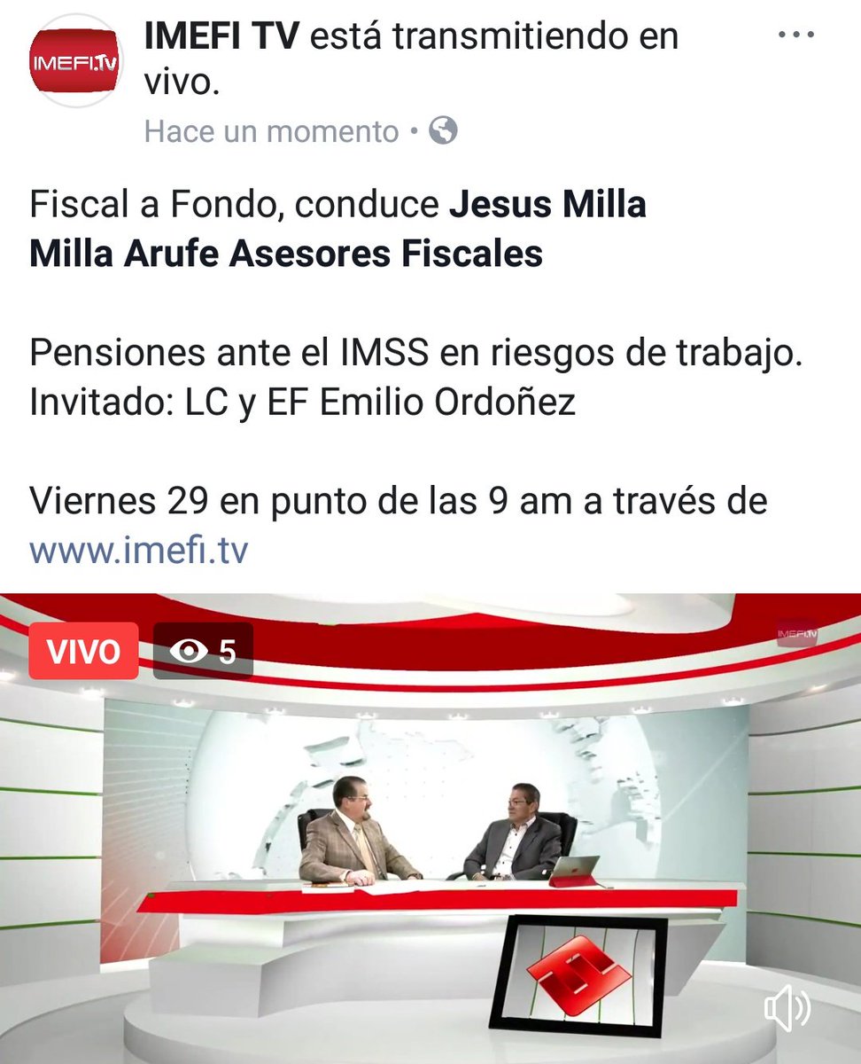 IMEFI_TV's tweet image. #BuenViernes hoy toca Fiscal a Fondo te invitamos a seguir la transmisión, en está ocasión hablaremos de "#Pensiones ante el IMSS en riesgo de trabajo" #Salud #SeguroSocial #IMSS #México ➡️ imefi.tv