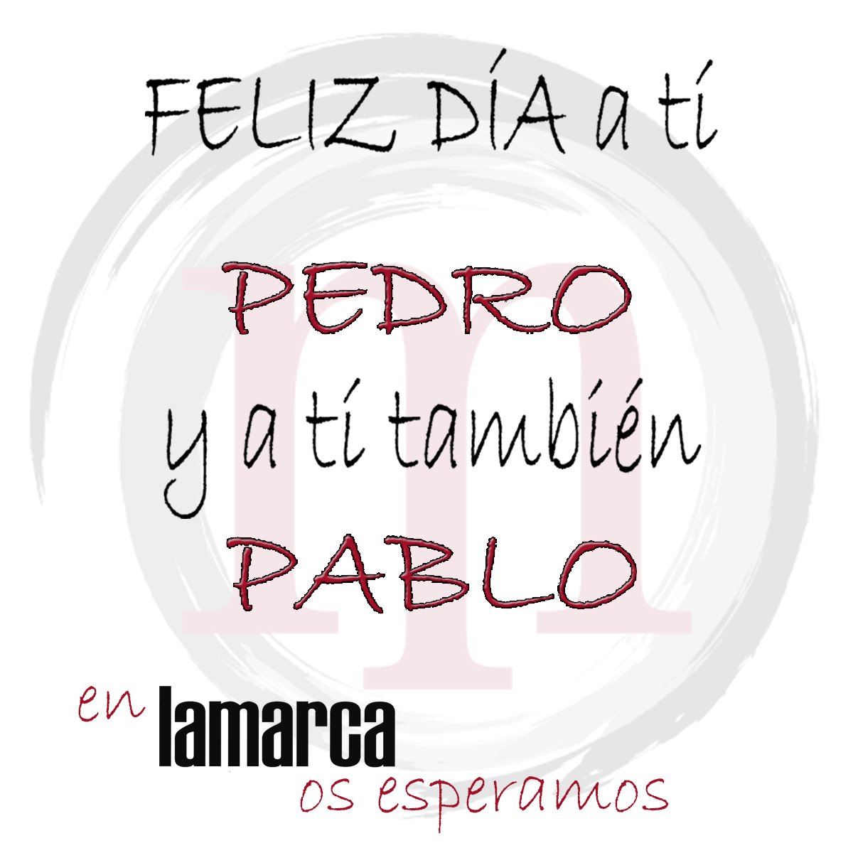 Gr_Lamarca's tweet photo. En #GrupoLamarca nos gusta cualquier ocasión para #Felicitar y para que nuestros clientes se sientan queridos. La ocasión de hoy es para todos los #Pedro y #Pablo 

En #Lamarca te estamos esperando para celebrarlo juntos.

#Almeria #onomastica #Santoral #29Junio #Celebrar #TuDia https://t.co/Zr0xWM0bW5