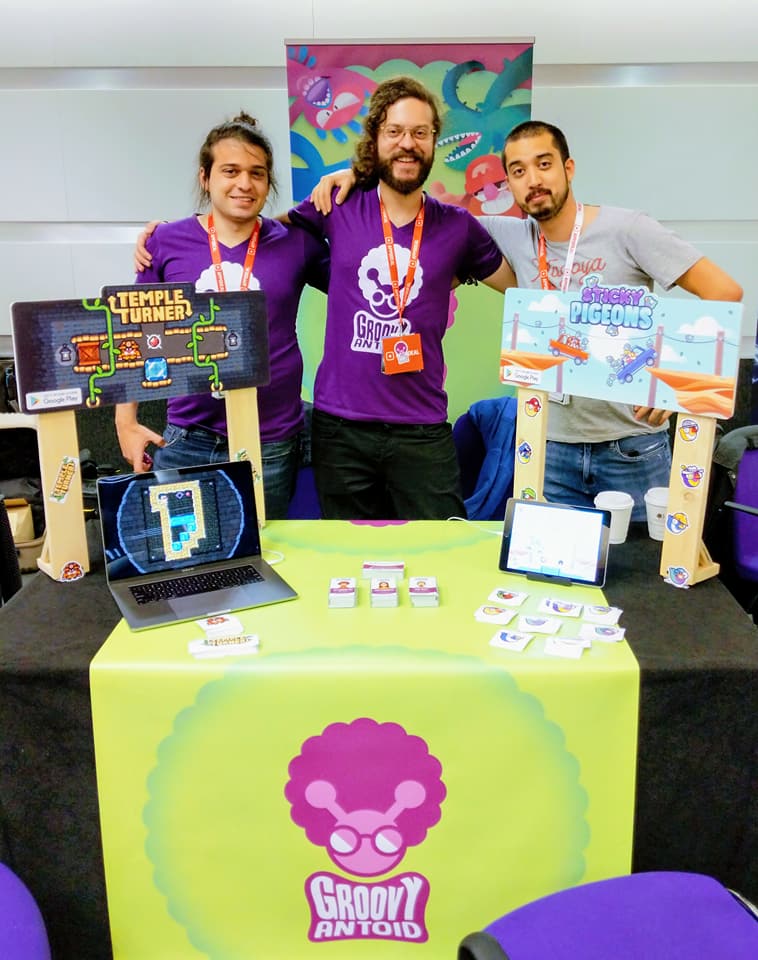 GroovyAntoid's tweet photo. We showcased our new in-development games Sticky Pigeons and Temple Turner at @CasualConnect London 2018!
#casualconnect #london #gamedev #indiedev #lebgamedev https://t.co/xCSs4OMqON