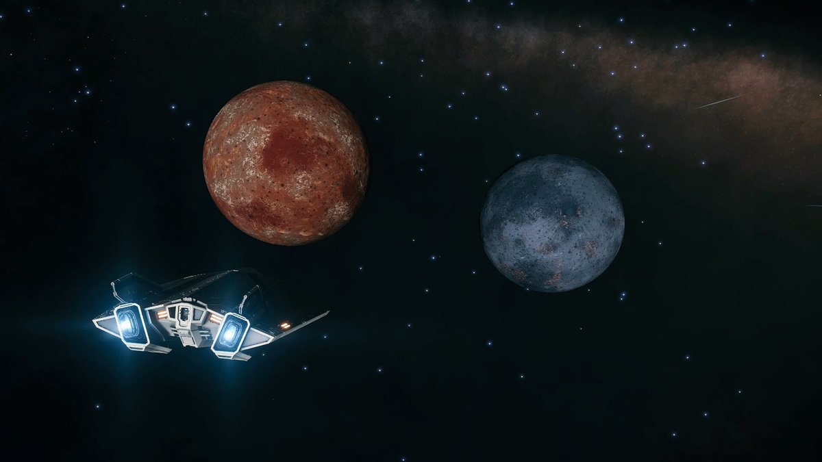 j0sey's tweet photo. Mission Day 42: the "fire and ice" contrast of these two closely orbiting metal rich bodies demanded a DSS scan. @GalPhotoED @DeepSNetwork #RoadToColonia #Exploration #EDPostcards https://t.co/Cs9KG1eFsW