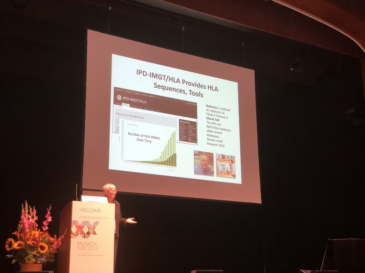 Great to get a shout out for our work <a href="/AnthonyNolan/">Anthony Nolan</a> on the IPD-IMGT/HLA Database from Carolyn Hurley while preseting the Shirley Nolan Lecture at #IDRC2018