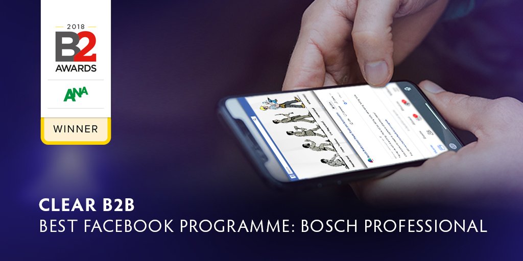 ClearB2B's tweet photo. Thrilled to announce that we’ve won ‘Best Facebook Programme’ for our work with @BoschPro_UK at this year’s international B2 awards! 🍾🏆 Find out more here: https://t.co/A9vHBWWIdB 

#celebrategoodtimes #awardwinners #socialmediamarketing #socialmedia #FridayFeeling https://t.co/iSwfiNN4tn