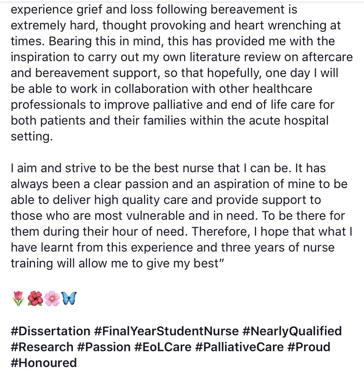 🎉 DISSERTATION COMPLETED AND SUBMITTED 🎉 

Massive THANK YOU to everyone at <a href="/BCUNursingteam/">BCUNursingteam</a> <a href="/BCUAdultNursing/">BCU Adult Nursing</a> <a href="/BCUHELS/">BCU HELS</a> <a href="/BCUHealth/">Health at BCU</a> for your support, guidance and wisdome throughout the last 3 years! 

🌷🌸🌺🦋

Can I relax now? 😌

Please see my acknowledgement below! 👇🏼