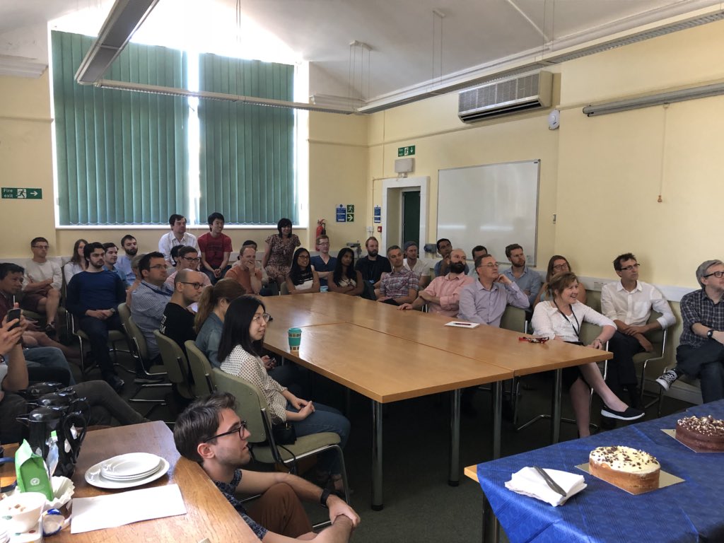 PatrickSGrant's tweet photo. Packed room @OxfordMaterials to hear our wonderful colleague Prof Steve Roberts giving his final Materials for Fission and Fusion Power presentation + reflections on a brilliant career, and eventful gliding escapades! https://t.co/zrHeWawVlg
