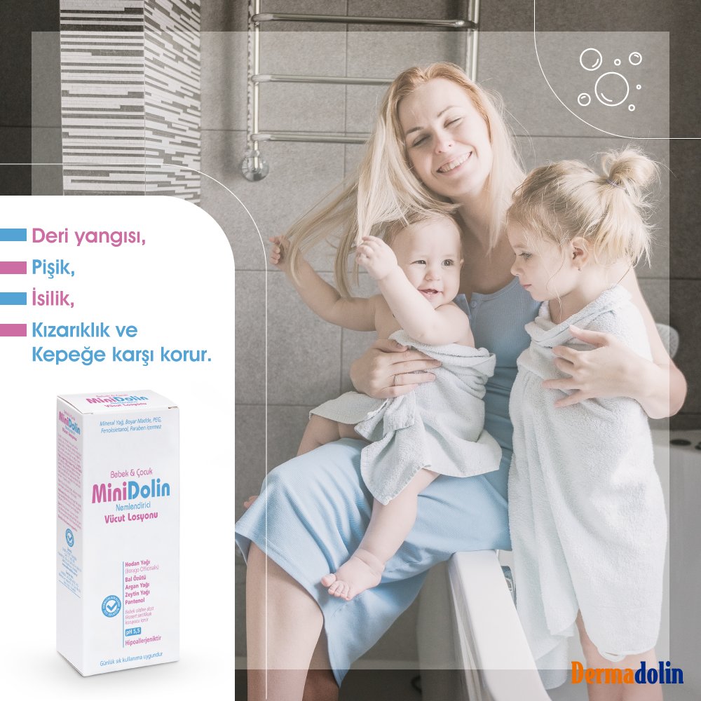 dermadolin's tweet photo. Çocukları seviyoruz ve çocukların hassas ciltlerinin yumuşaklığını koruması için nazik bir bakıma ihtiyaç duyduğunun farkındayız. Bu sebeple, pişik ve isilikleri önleyen formülü sayesinde Minidolin Losyon, çocuğunuzun hassas cildini nemlendirir ve korur.
https://t.co/rnNaMZdIhx https://t.co/DlHwEM808g