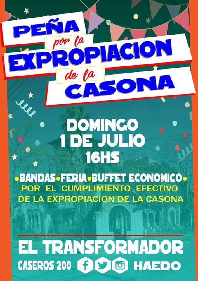 RotondaCultural's tweet photo. ALTA PEÑA EN EL OESTE!!

A no perderse esta hermosa peña dominguera. Este 1 de Julio en @eltranfo de Haedo se realizará la "Peña por la expropiación definitiva de La Casona". 
Venite!!

Mas info en: https://t.co/KN3ujqE81F https://t.co/IeOtUz7M23