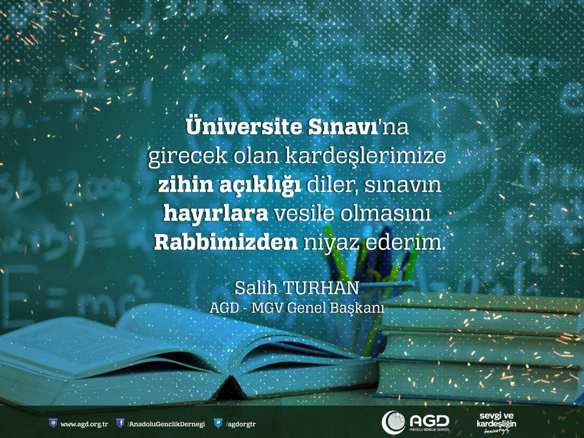 Üniversite Sınavı’na girecek olan kardeşlerimize zihin açıklığı diler, sınavın hayırlara vesile olmasını Rabbimizden niyaz ederim.

 #yks2018