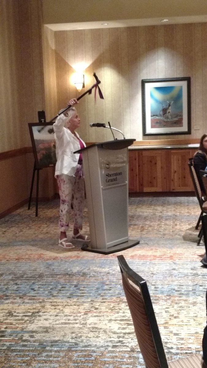 azatty's tweet photo. Also honored with the AWLA Sorin Award is Hon. Margaret Houghton, who shares that decorating her cane is just one way to face adversity with style. #azbarcon @AZStateBar @SBAMemberServ #AWLA https://t.co/ghyFBwgbz0