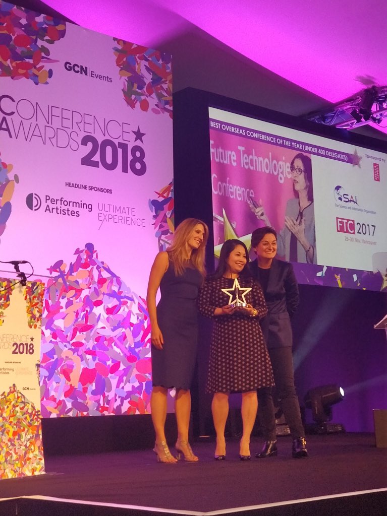 SAIConference's tweet photo. Our very first ! #FTC2017 wins the #Best Overseas #Conference of the Year (under 400 delegates). @CavendishUK teams were very kind to accept on our behalf at the #ConfAwards #ConfAwards18. Special mention goes to our moderator @jkwadraat @mimoderation who made this event ‘Best’ https://t.co/7IMrUeC460