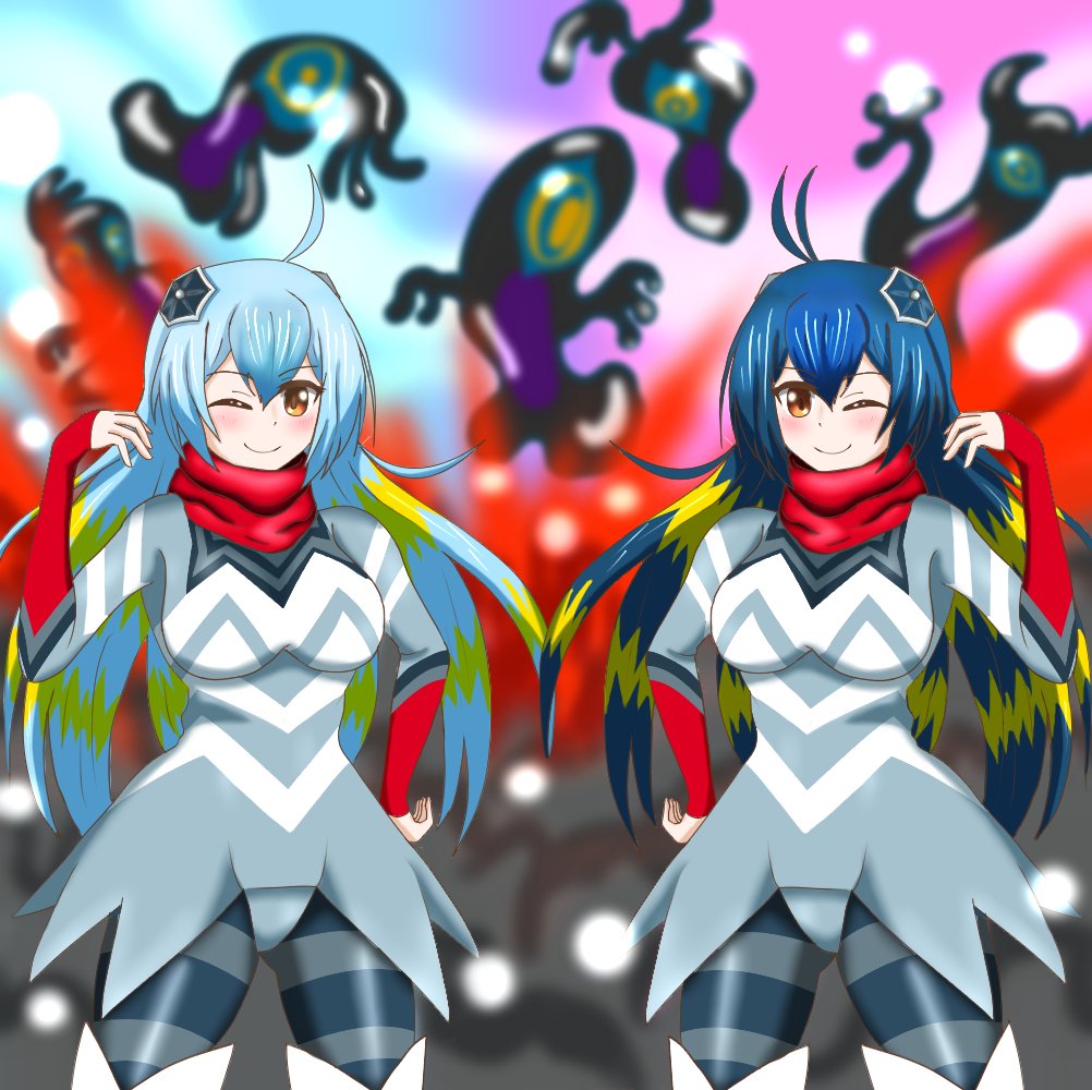 奈月闘夏 イラスト復帰中 Pa Twitter 今日はガッツ星人の初登場した日にして 怪獣娘の印南ミコとマコの誕生日 これからも頑張れ ダブル ガッツ星人 マコのアホ毛一本少なかったから描き直しました すみません 汗 怪獣娘 ウルトラ怪獣擬人化計画 ガッツ