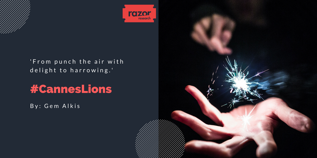 RazorResearch's tweet photo. Creativity is our latest #RazorDrive theme! #GemRazor's picked out a selection of must-watch winners from #CannesLions2018. We'll also be following up next week with #JamesRazor's blog about creativity in business. Look out for it. https://t.co/5SOdnHTRY9 #advertising #brands https://t.co/Edv7cvN1W0
