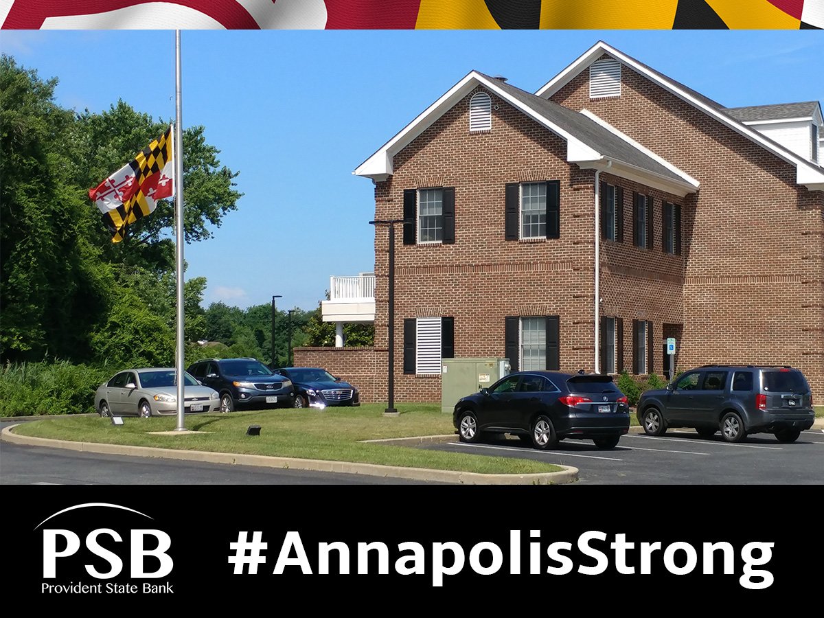 ProvidentStBank's tweet image. Our team at PSB would like to take a moment to recognize the five lives that were lost in the tragic incident on June 28, 2018, at the Capital Gazette building in Annapolis. Please keep them and their families in your thoughts. #AnnapolisStrong